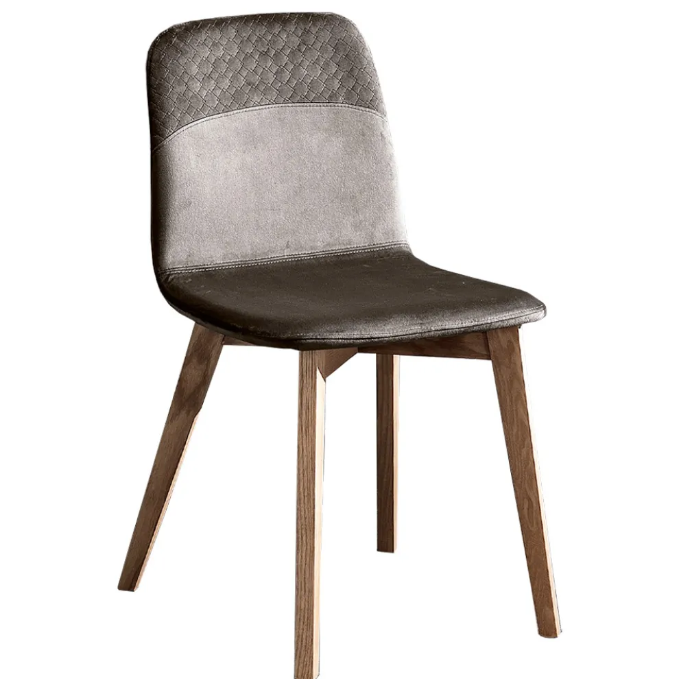 Eleganter Stuhl mit modernem Design aus farbigem Samt und Holz - Bizet