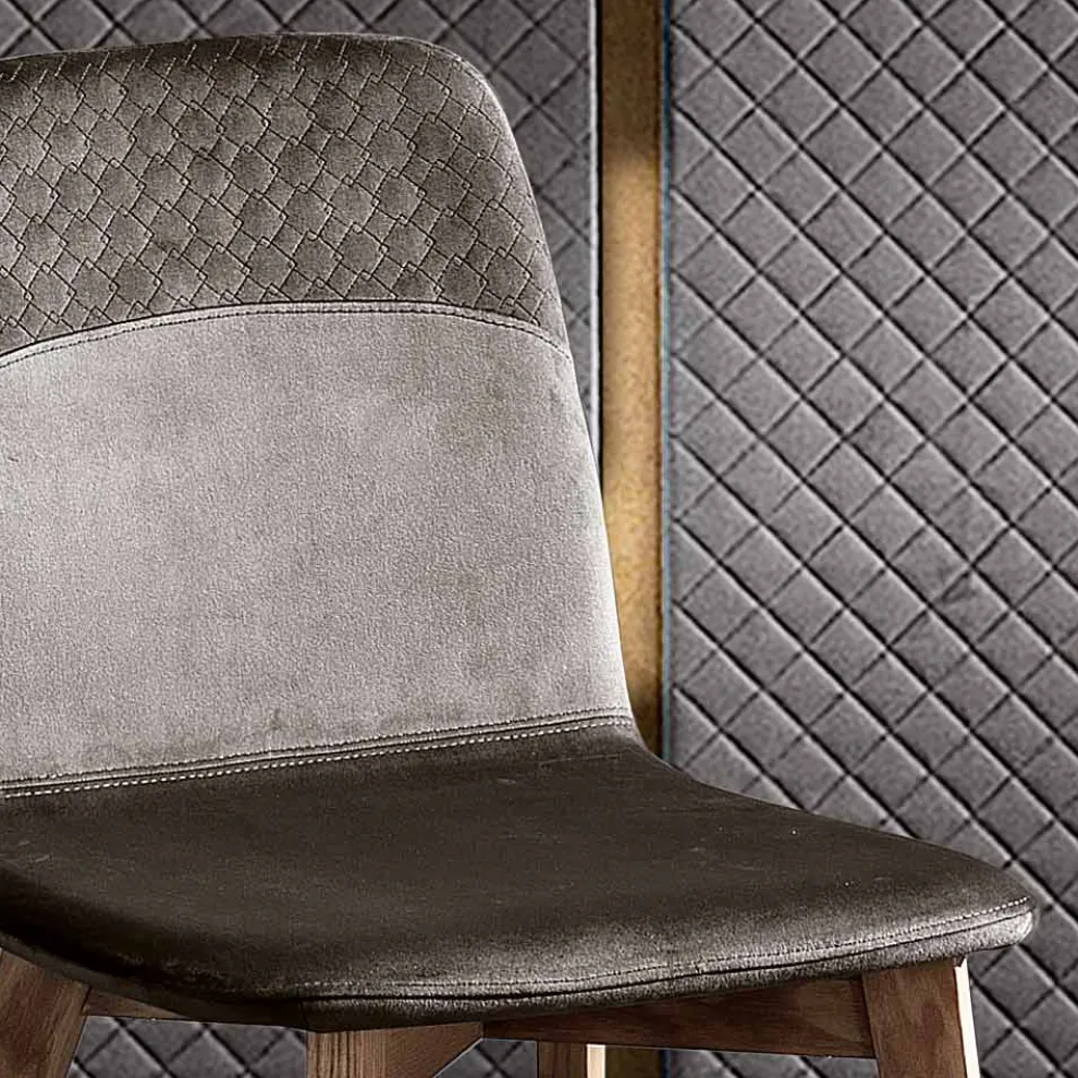 Eleganter Stuhl mit modernem Design aus farbigem Samt und Holz - Bizet