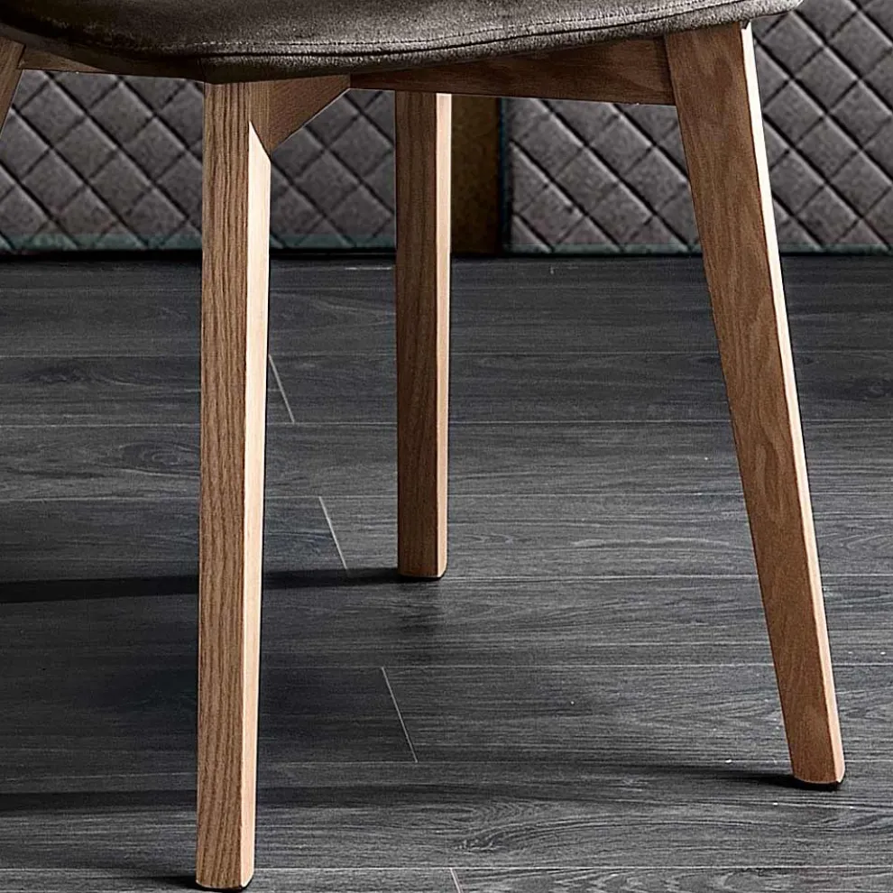 Eleganter Stuhl mit modernem Design aus farbigem Samt und Holz - Bizet