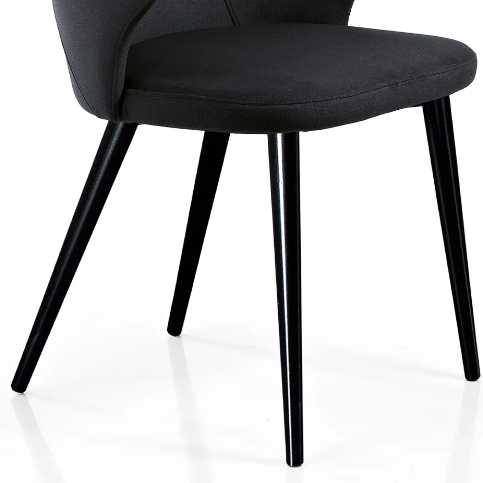 Eleganter Wohnzimmersessel aus farbigem Stoff und schwarzem Metall – Duchess