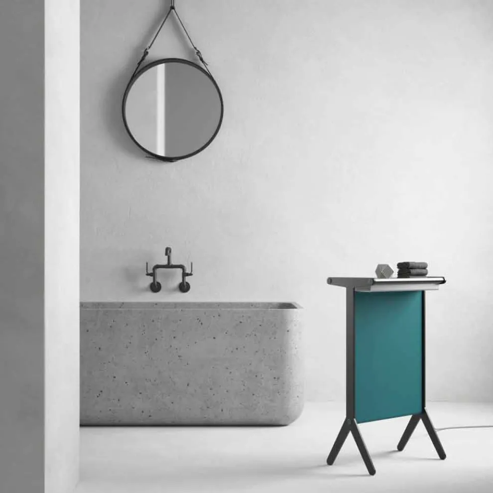 Elektrische Strahlungsplatte in Aluminium und farbigem Stoffdesign 150 W - Sam