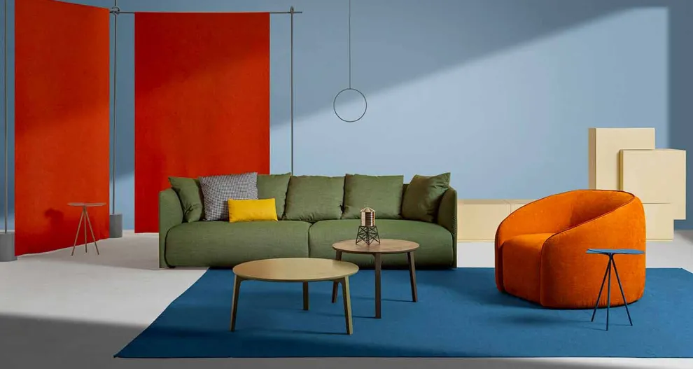 Entspannender Sessel, modernes Design, hergestellt in Italien, aus farbigem Stoff – Baloo