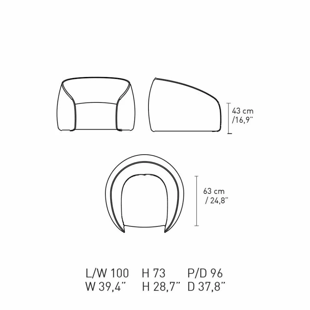 Entspannender Sessel, modernes Design, hergestellt in Italien, aus farbigem Stoff – Baloo