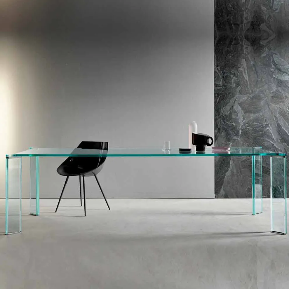 Esstisch aus extra klarem Glas Luxury Design 4 Dimensions - Kuduro