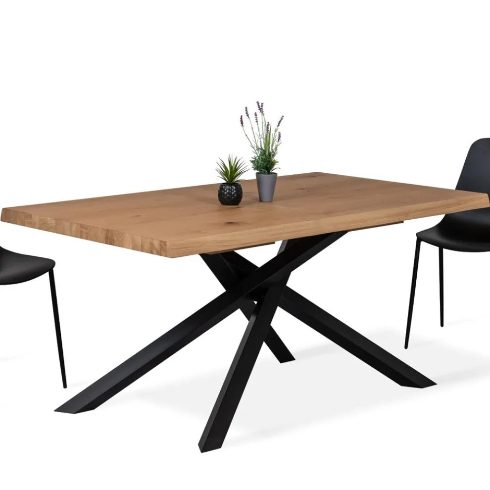 Esstisch aus furniertem Holz und Metall Made in Italy - Persico