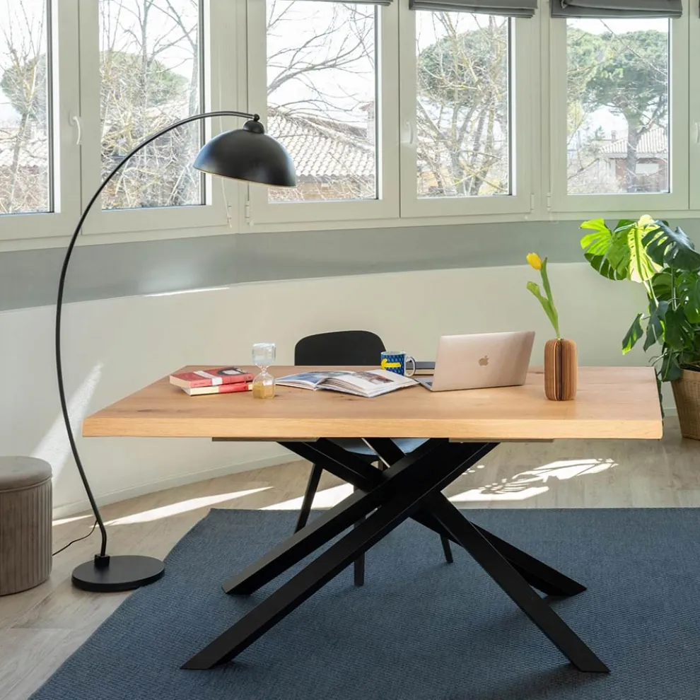 Esstisch aus furniertem Holz und Metall Made in Italy - Persico