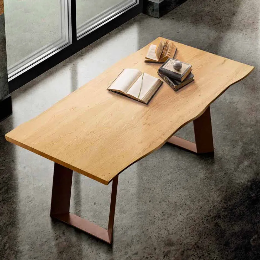 Esstisch aus Furnierholz und Metall made in Italy, Flora