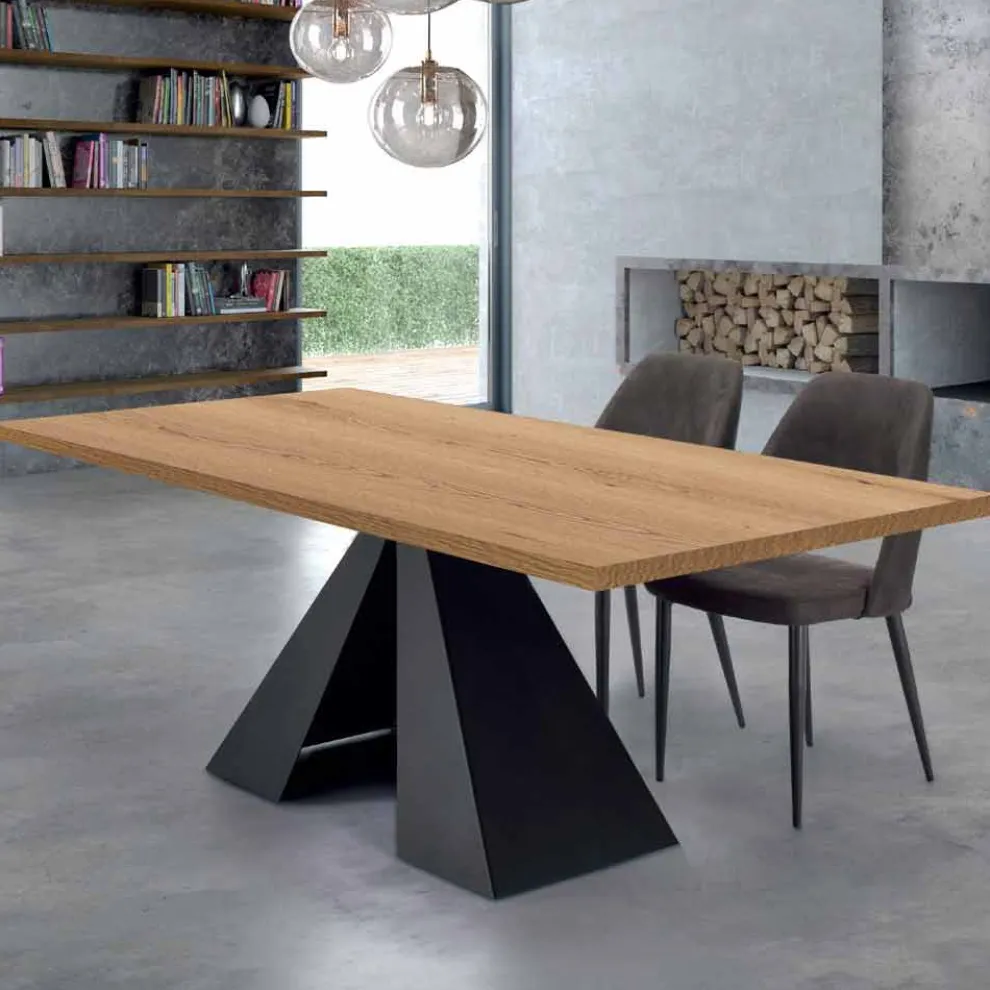 Esstisch aus HPL-Laminat und hochwertigem Made in Italy-Stahl – Dalmatiner