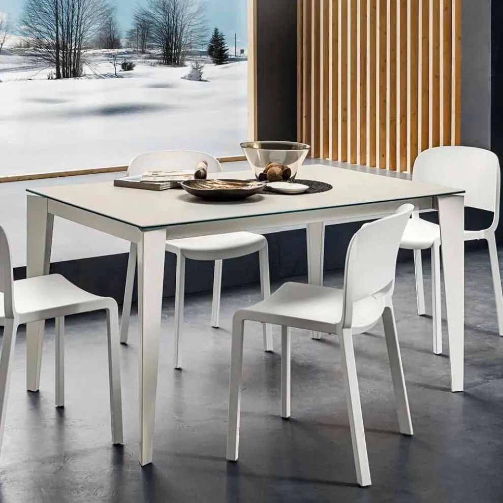 Esstisch aus Laminam und lackiertem Metall Made in Italy - Efisto