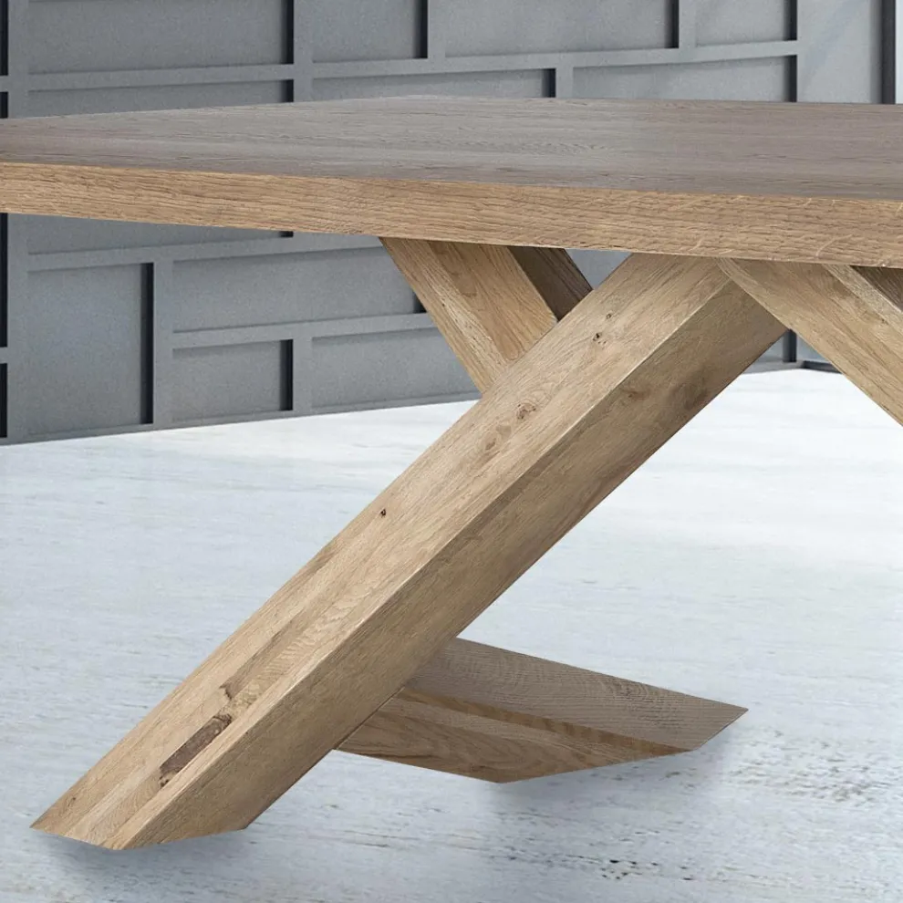 Esstisch aus massiver Eiche mit verschiedenen Kanten erhältlich Made in Italy - Boromir