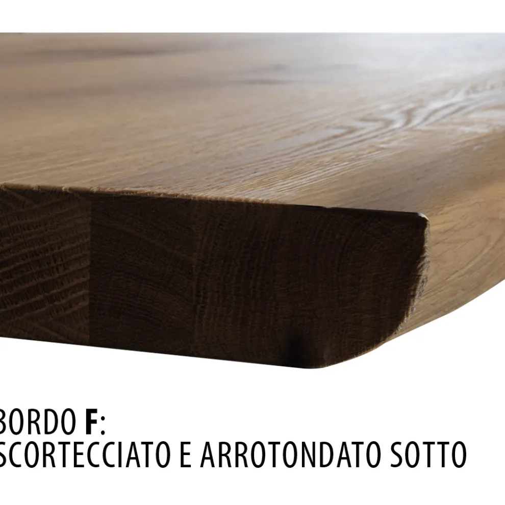 Esstisch aus massiver Eiche und Kristallsockel Made in Italy - Iker