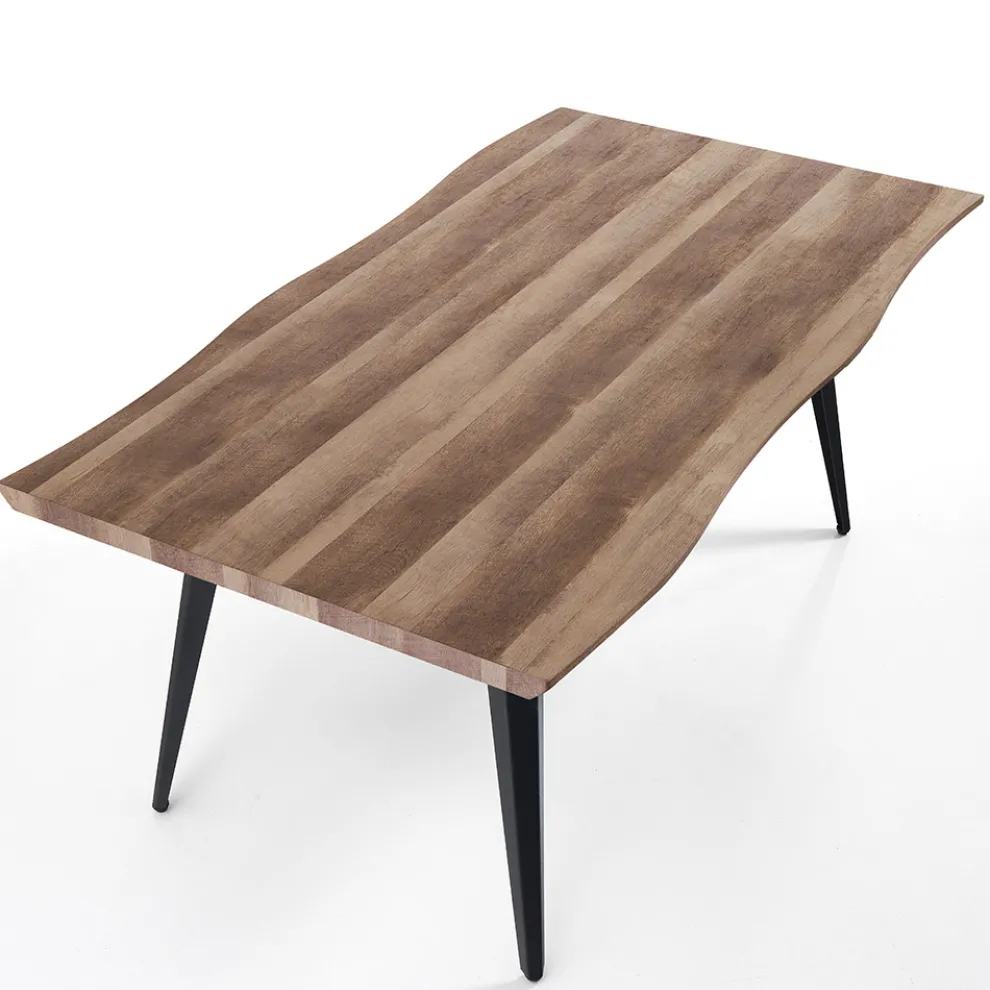 Esstisch aus Mdf Eiche und mattschwarzem Stahl - Gherardo