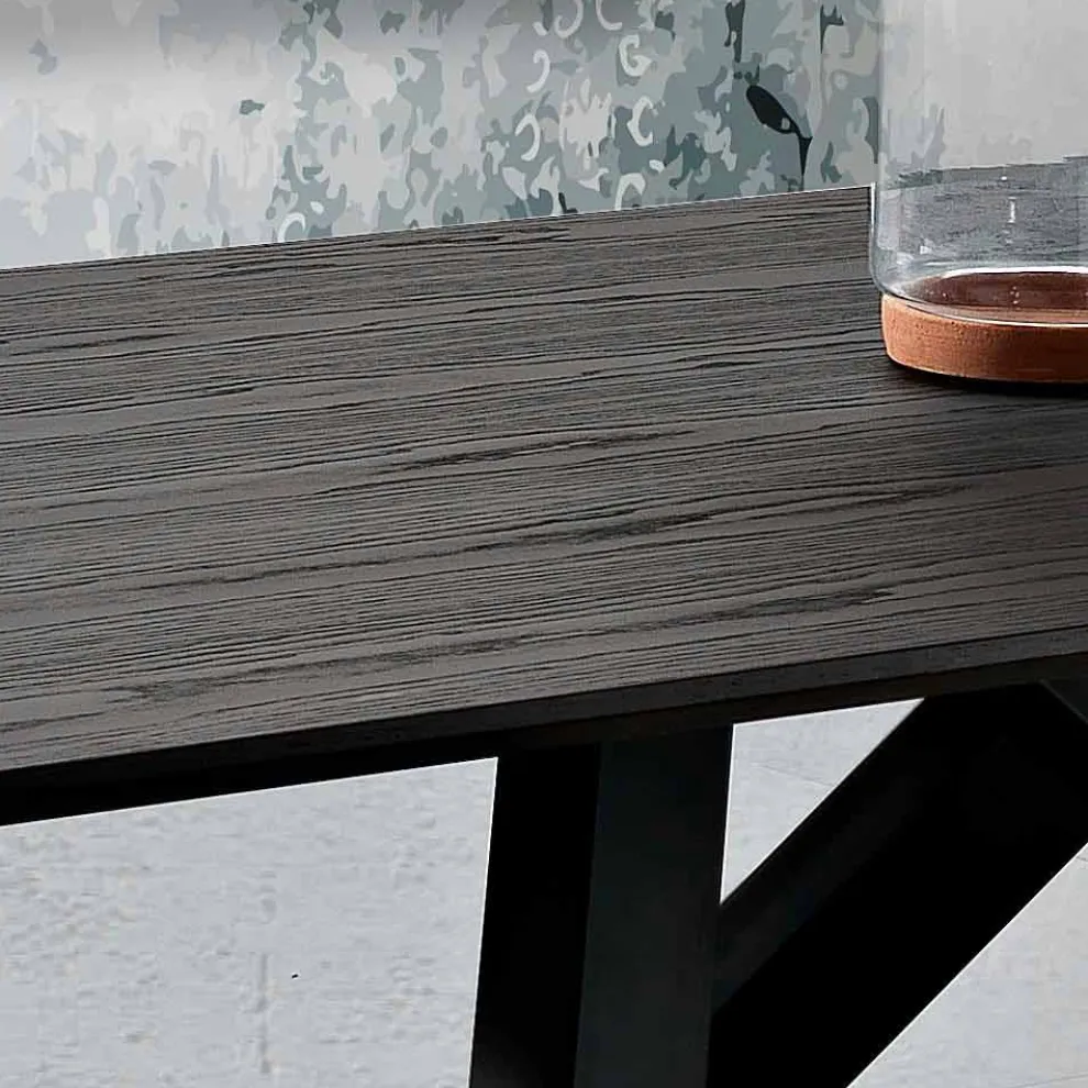 Esstisch aus MDF-Holz und Metall made in Italy, Wilmer