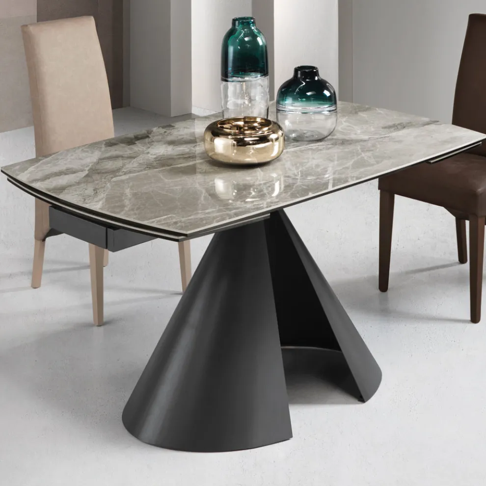 Esstisch ausziehbar auf 200 cm mit Platte aus Feinsteinzeug - Borgona