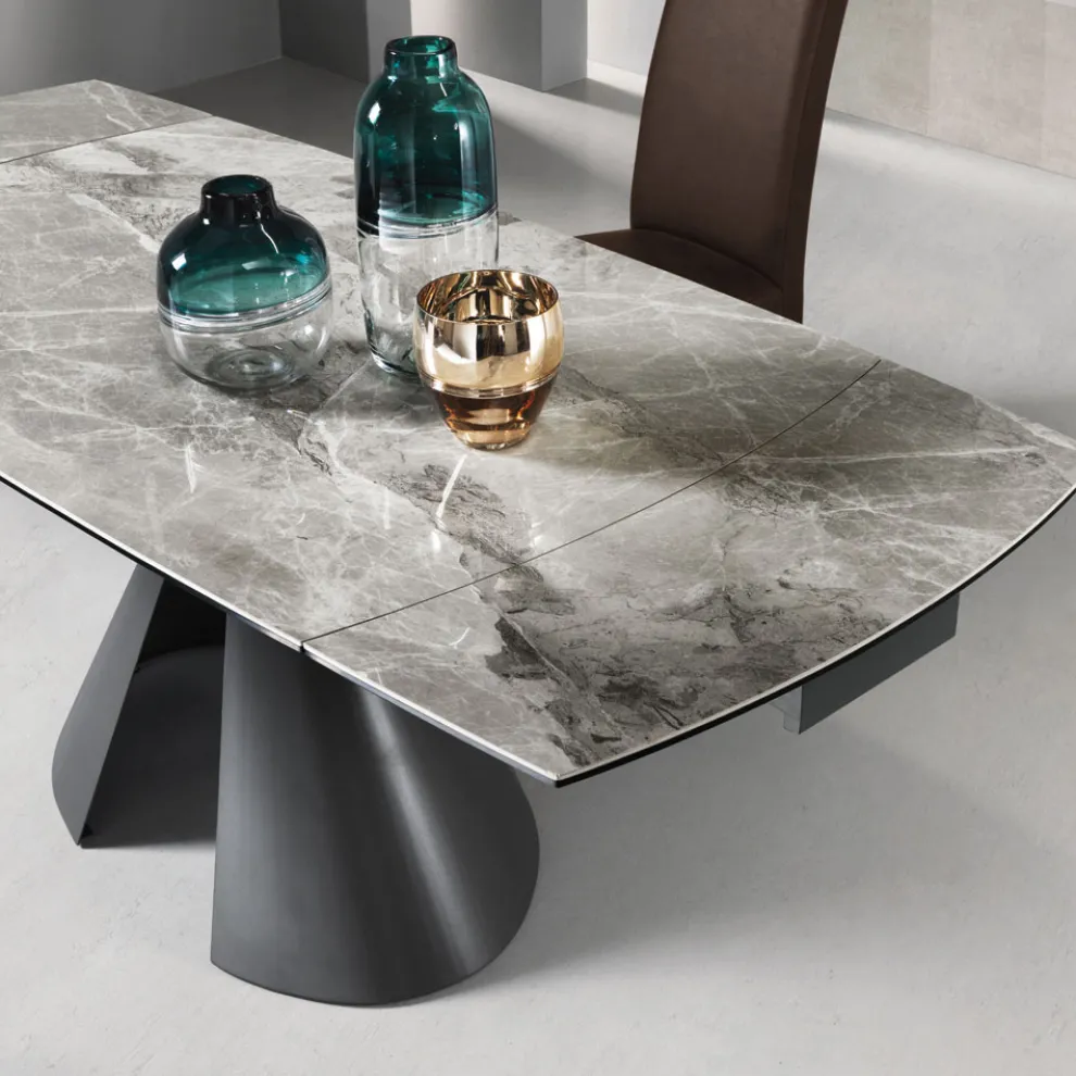 Esstisch ausziehbar auf 200 cm mit Platte aus Feinsteinzeug - Borgona