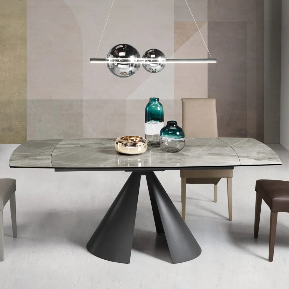 Esstisch ausziehbar auf 200 cm mit Platte aus Feinsteinzeug - Borgona