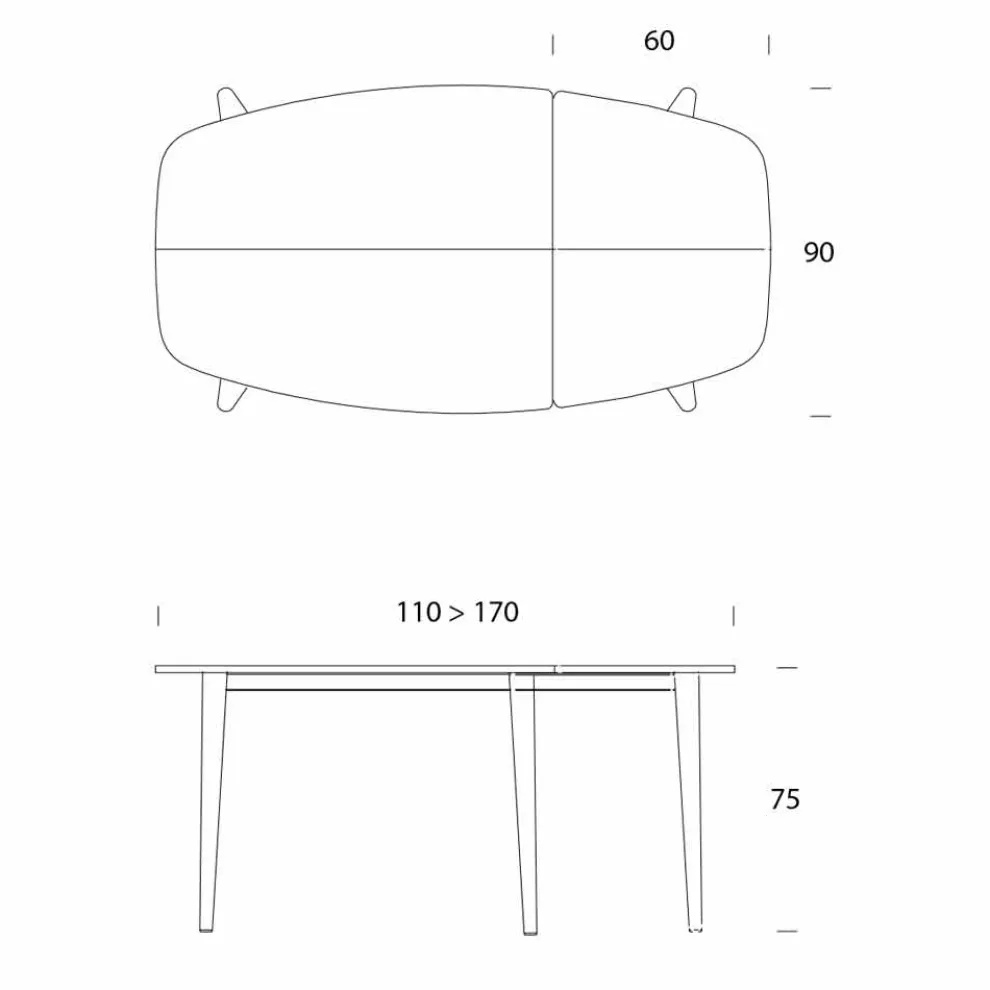 Esstisch ausziehbar bis 170 cm aus furniertem Holz - Nutello