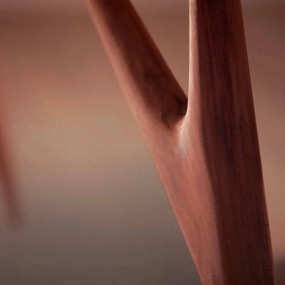 Esstisch, handgefertigt, aus HPL und massivem Mahagoni Made in Italy - Eiche