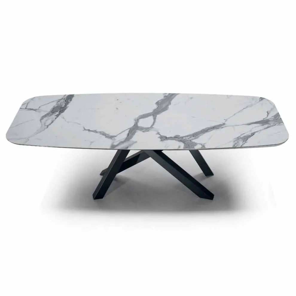 Esstisch mit feiner Keramikplatte, hergestellt in Italien – Settimmio