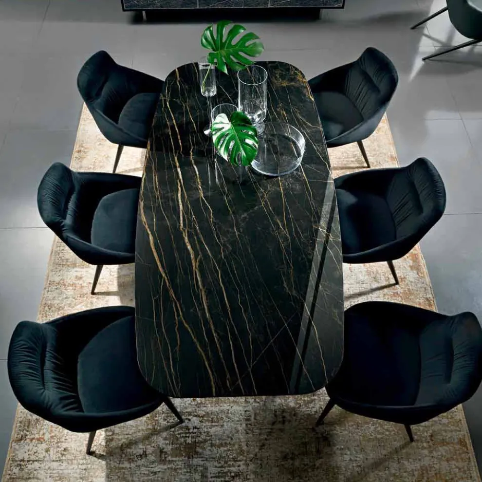 Esstisch mit feiner Keramikplatte, hergestellt in Italien – Settimmio