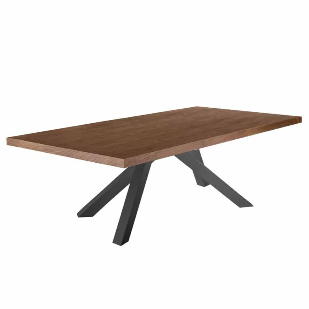 Esstisch mit furnierter Holzplatte, hergestellt in Italien – Settimmio