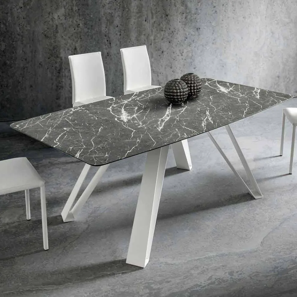 Esstisch mit HPL-Platte und Metallbasis Made in Italy - Aresto