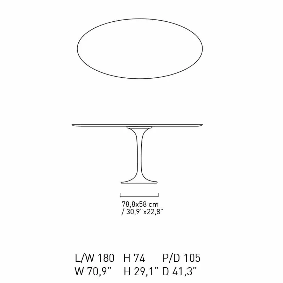 Esstisch mit ovaler Marmorplatte Made in Italy - Superb