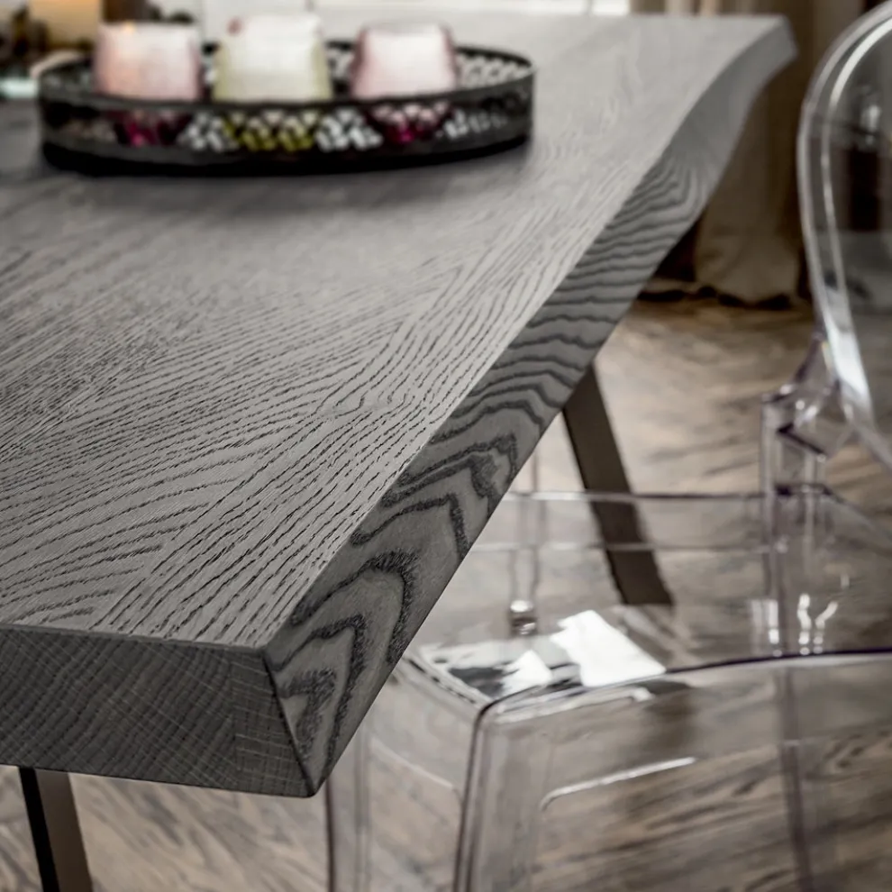 Esstisch mit Platte aus entrindeter Eiche Made in Italy - Pinocchio