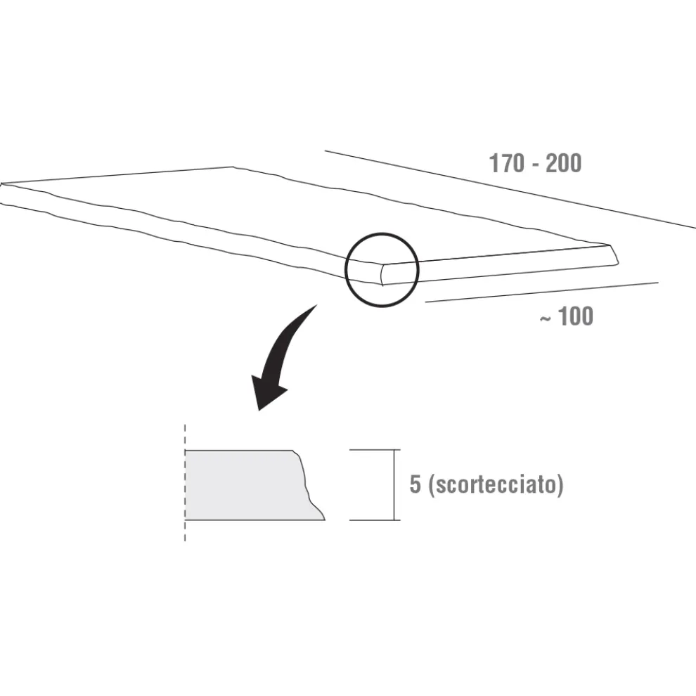 Esstisch mit Platte aus entrindeter Eiche Made in Italy - Pinocchio