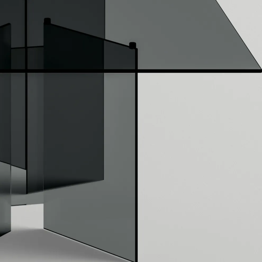 Esstisch mit Untergestell und rechteckiger Glasplatte Made in Italy - Thommy