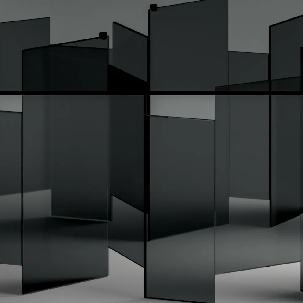 Esstisch mit Untergestell und rechteckiger Glasplatte Made in Italy - Thommy