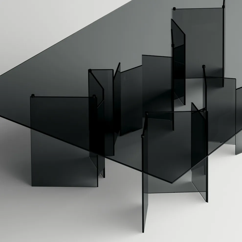 Esstisch mit Untergestell und rechteckiger Glasplatte Made in Italy - Thommy