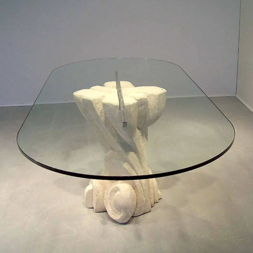 Esstisch oval aus Stein und Kristall in modernem Design Afrodite