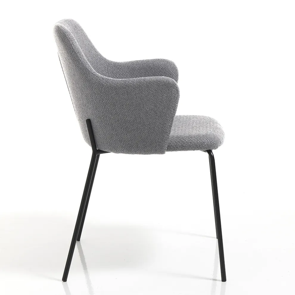 Esszimmerstuhl aus Stoff und mattschwarzem Metall 2-teilig - Corinna
