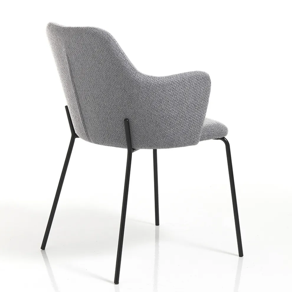 Esszimmerstuhl aus Stoff und mattschwarzem Metall 2-teilig - Corinna