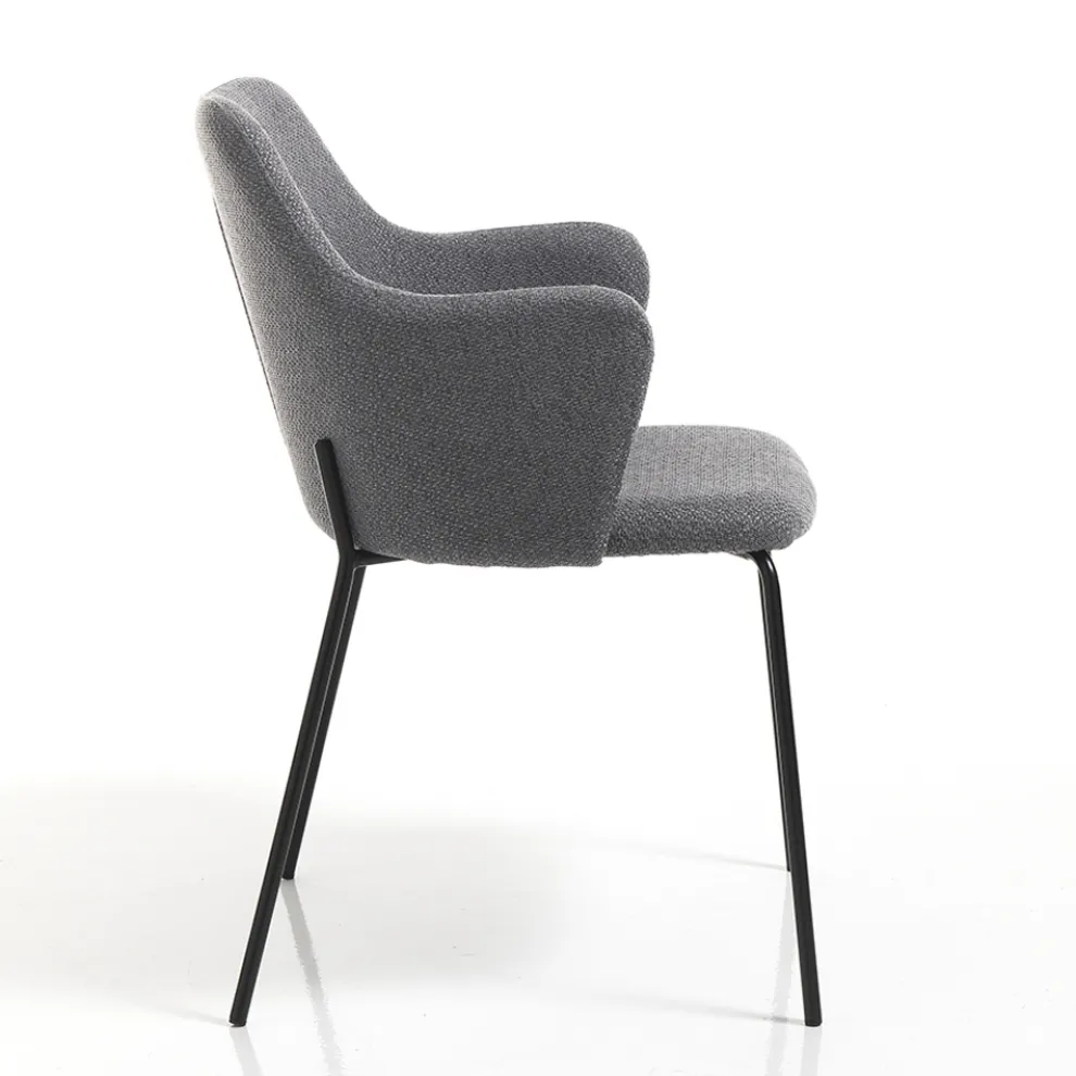 Esszimmerstuhl aus Stoff und mattschwarzem Metall 2-teilig - Corinna