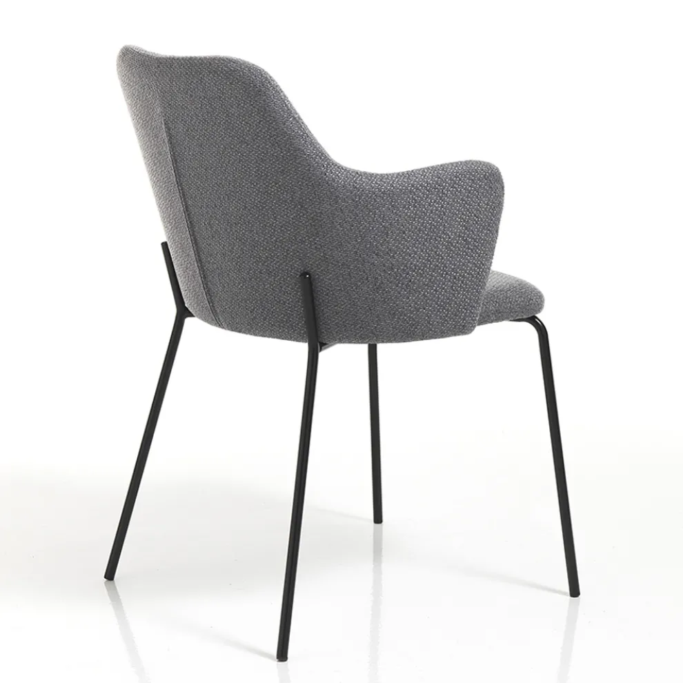 Esszimmerstuhl aus Stoff und mattschwarzem Metall 2-teilig - Corinna