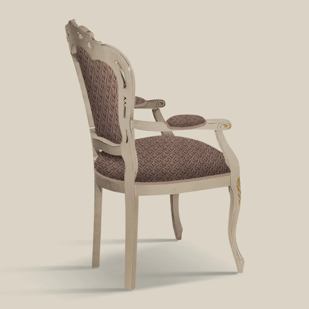 Esszimmerstuhl aus weißem Holz und Stoff Made in Italy - Majestät