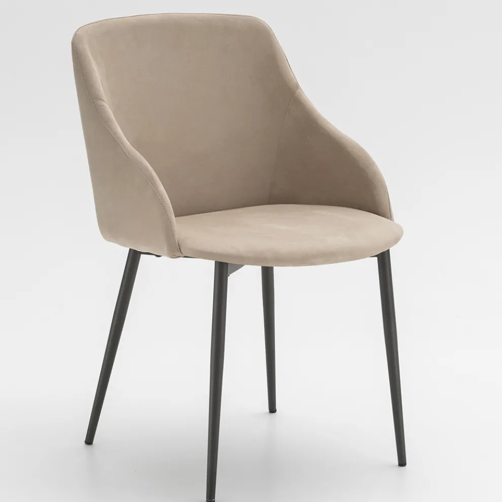 Esszimmerstuhl aus Metall mit Mikrofaserbezug Made in Italy - Suzanne