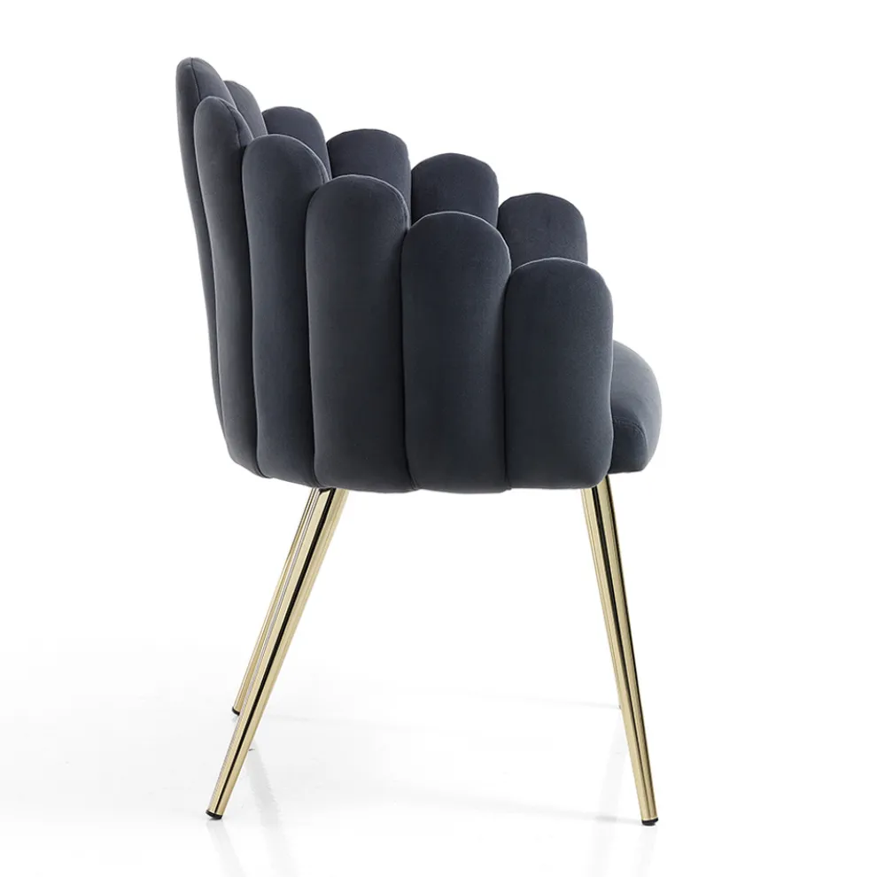 Esszimmerstuhl aus Stoff und Metall in Samtoptik - Refined