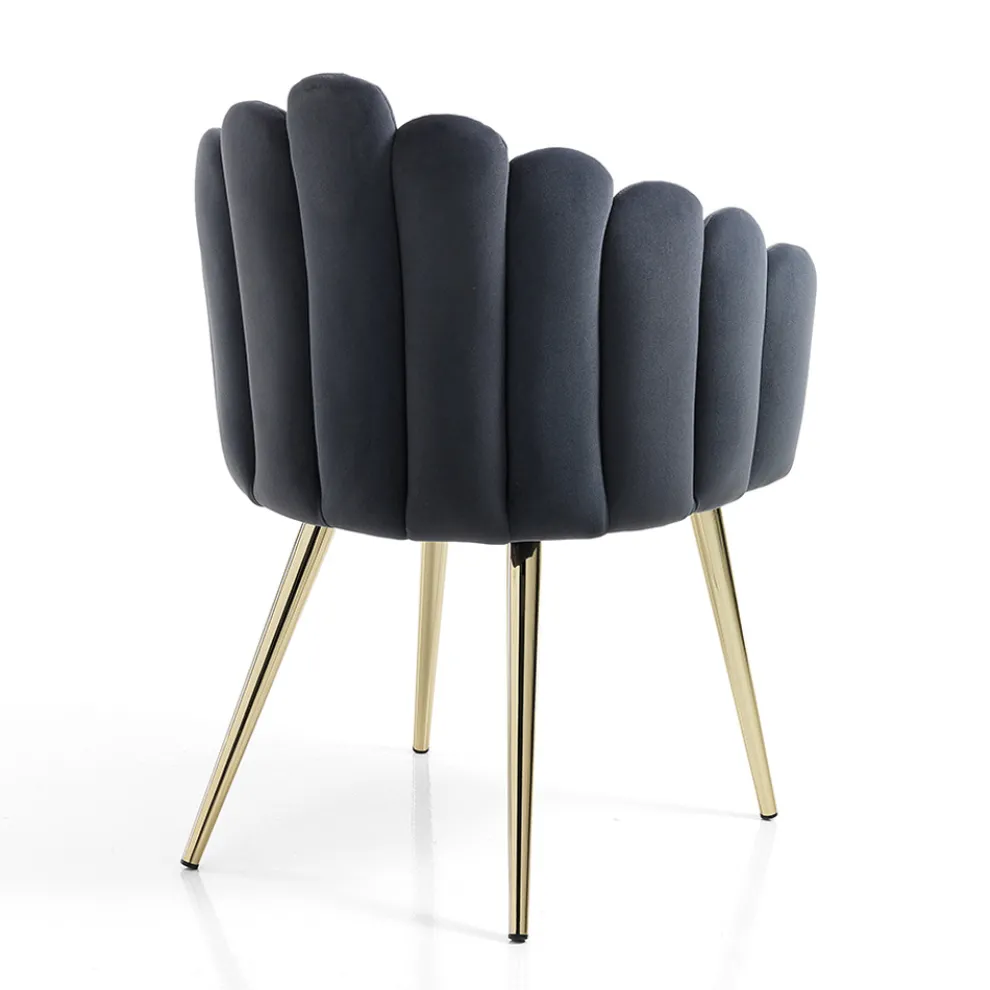 Esszimmerstuhl aus Stoff und Metall in Samtoptik - Refined