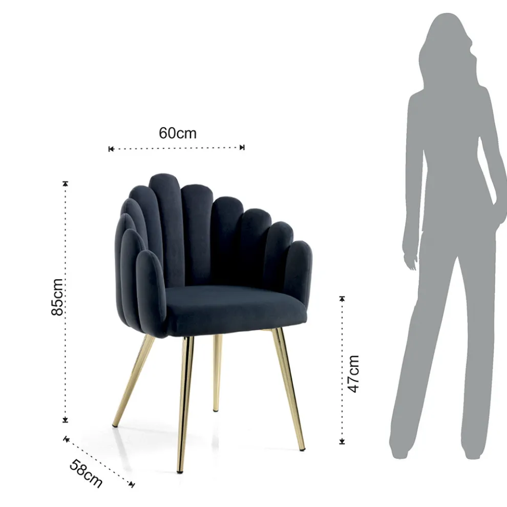 Esszimmerstuhl aus Stoff und Metall in Samtoptik - Refined