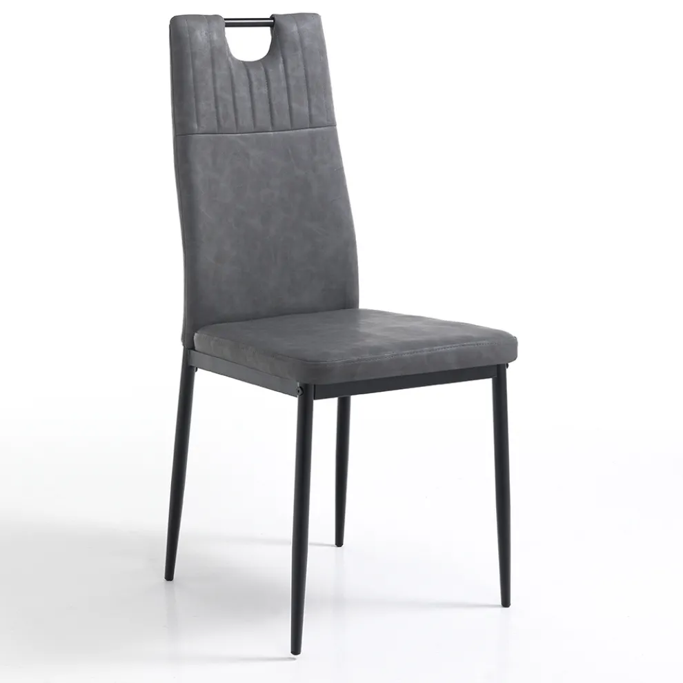 Esszimmerstuhl aus gealtertem Kunstleder 4 Teile - Cassandra