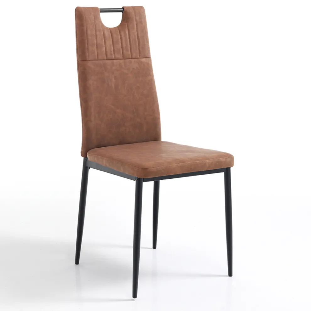 Esszimmerstuhl aus gealtertem Kunstleder 4 Teile - Cassandra