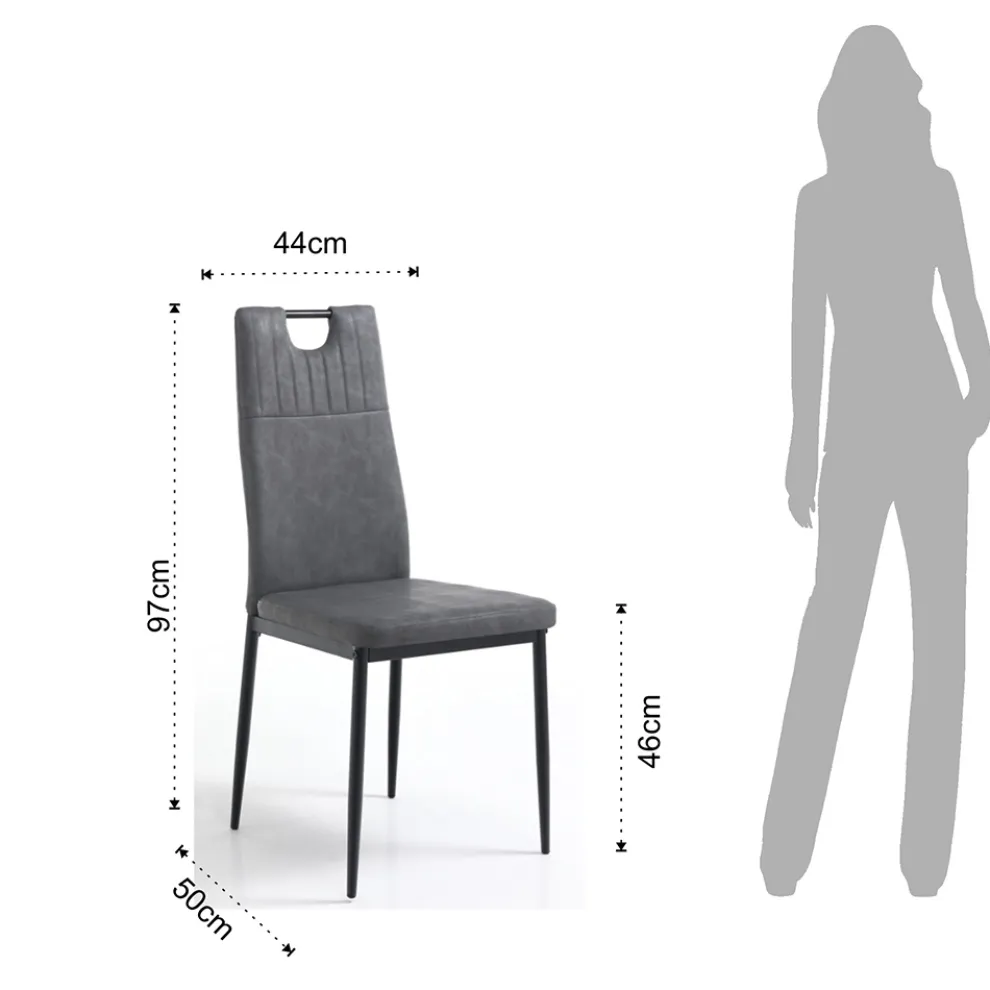 Esszimmerstuhl aus gealtertem Kunstleder 4 Teile - Cassandra