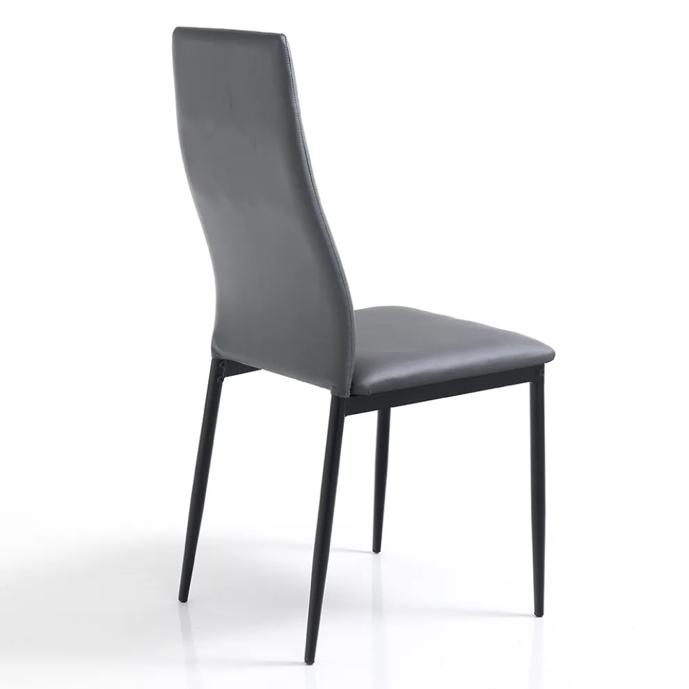 Esszimmerstuhl aus Leder und lackiertem Metall 4-teilig - Gunter