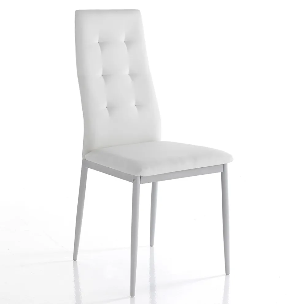 Esszimmerstuhl aus Leder und lackiertem Metall 4-teilig - Gunter