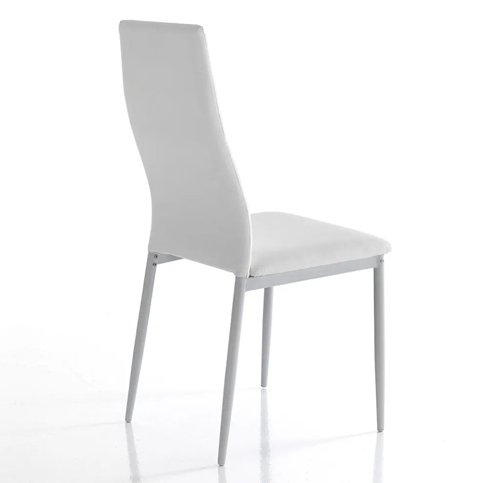 Esszimmerstuhl aus Leder und lackiertem Metall 4-teilig - Gunter