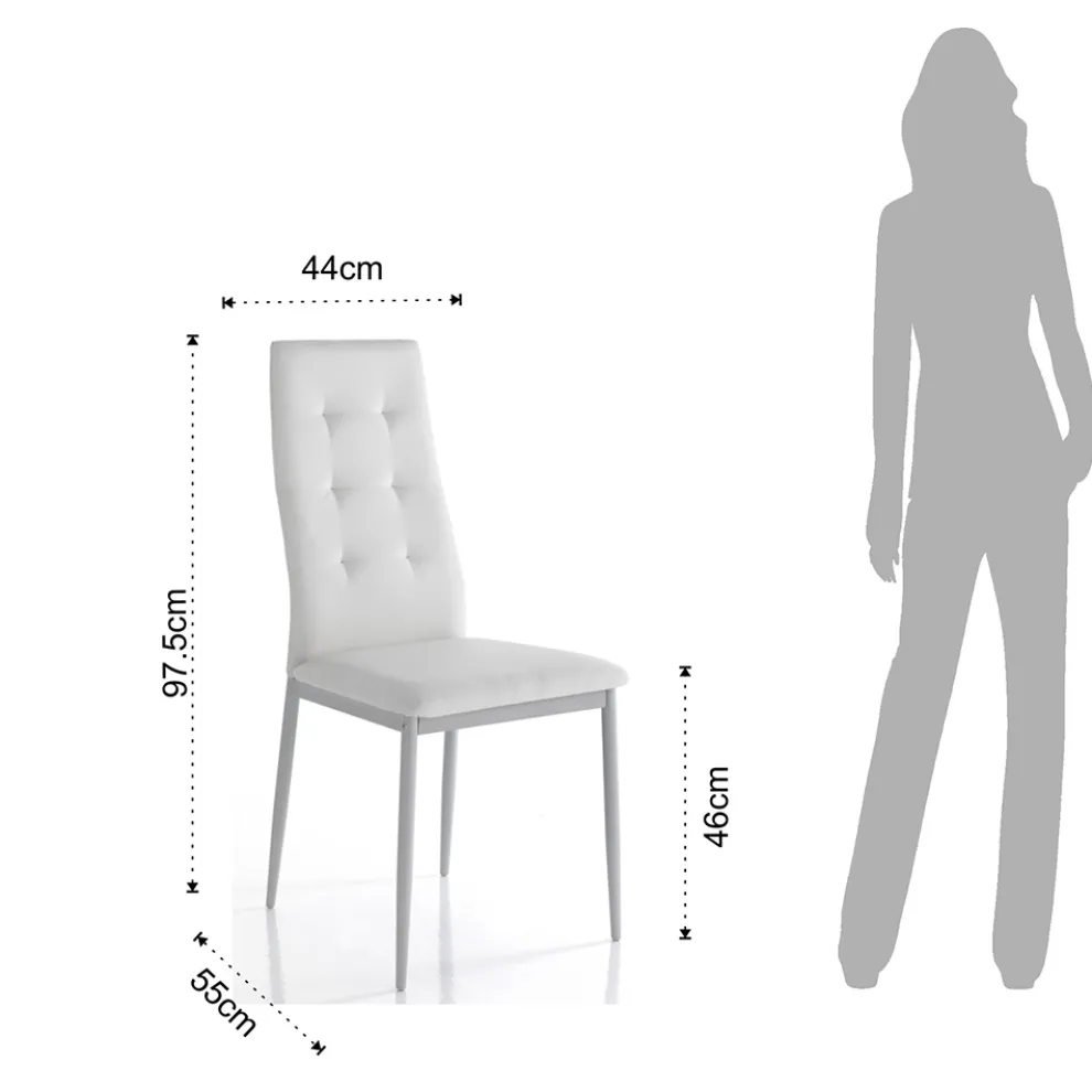Esszimmerstuhl aus Leder und lackiertem Metall 4-teilig - Gunter