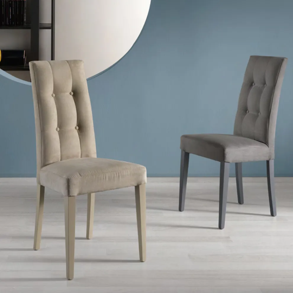 Esszimmerstuhl aus Alcantara-Stoff Made in Italy 2 Stück - Giustina
